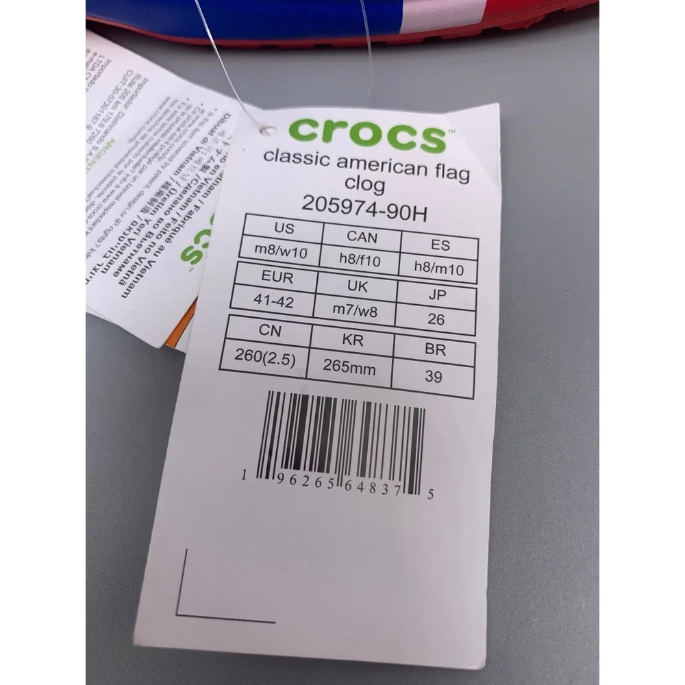 Crocs Classic American Flag Clogs 205974-90H Men's Sz 8 NEW